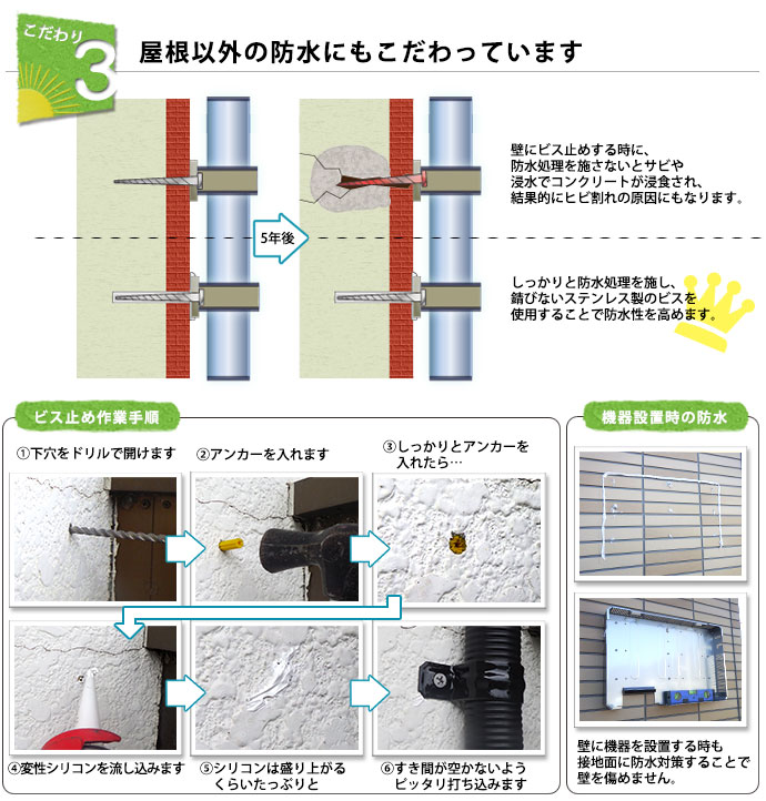 屋根以外の防水にもこだわっています